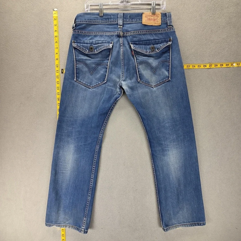 Vintage Levis 506 Jeans Mens Blue Standard Engineered Flap Pockets Fits 32x28